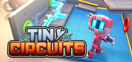 Tiny Circuits key art showing a small robot on a colorful circuit-board puzzle